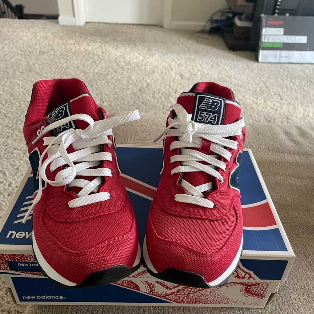 Red new balance. Wore one in house. Practically brand new